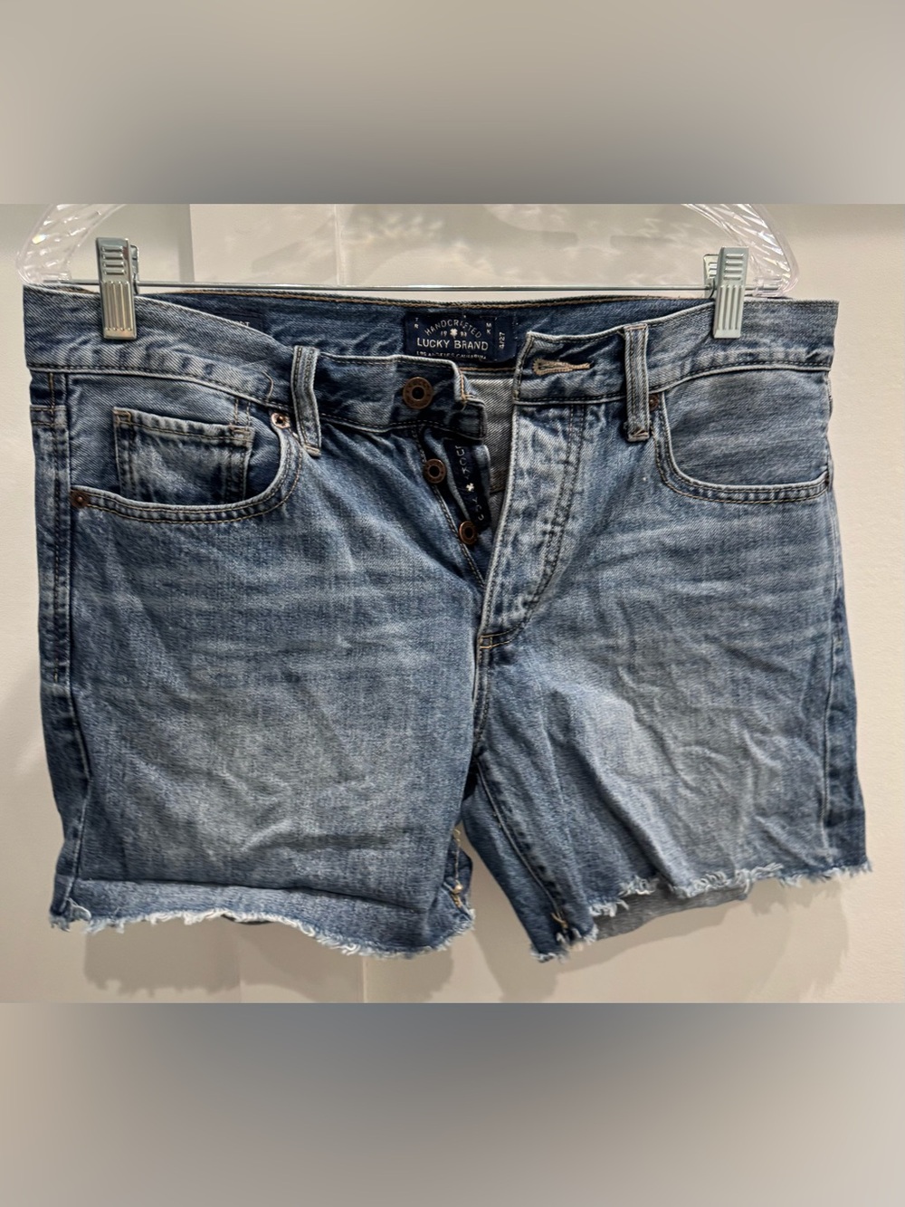 Lucky Brand Light Blue Distressed Boyfriend Jean Shorts Size 8